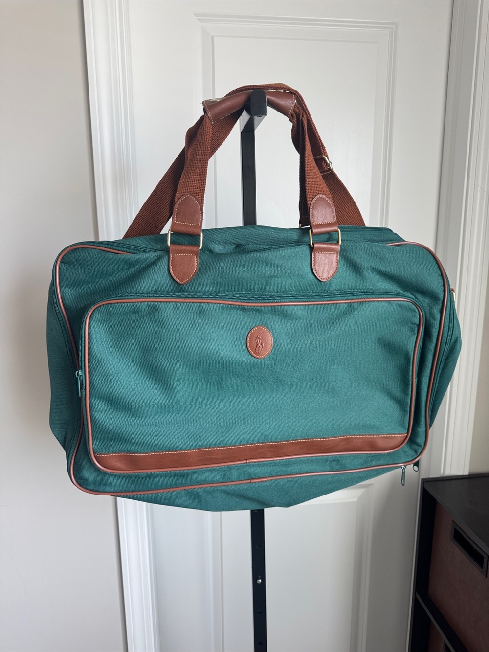 Green and Brown Travel Duffel Bag - Classic Weekend Carry